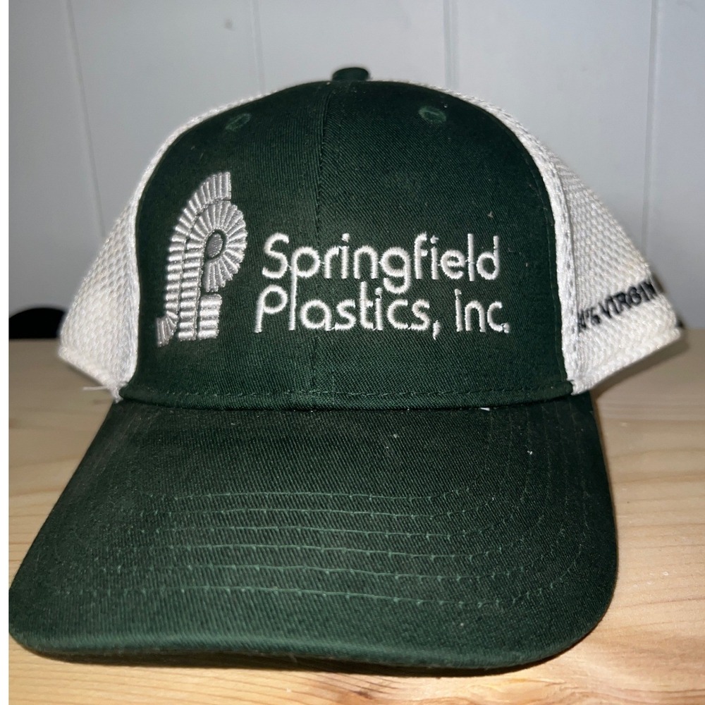 OC Springfield Plastics Inc Trucker Hat Green White Mesh Back Cap OSFM